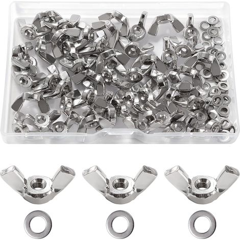 50 Pièces M3 Écrou Papillon, Écrous À Oreilles en Acier Inoxydable, d'Écrous Papillon Métriques à Main, avec 50 Pièces Rondelles Plates, pour Outils de Bricolage (1/5)