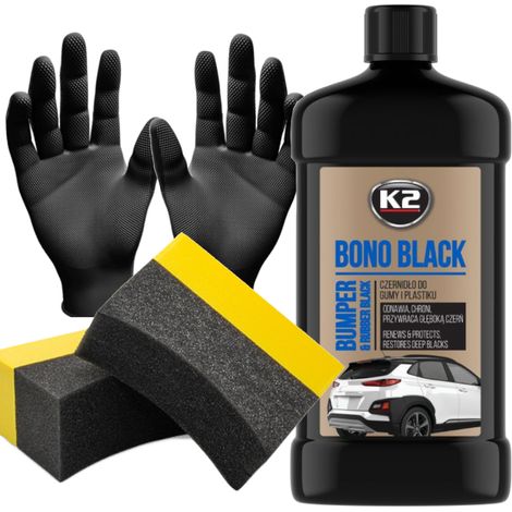 K2 Bono Black 500 ml + applicateur pour la régénération des plastiques et des pneus (1/5)