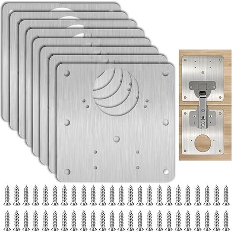 plaques de réparation de charnières en acier inoxydable 9 x 9 cm vis plaques de réparation de charnière de cuisine pour meubles en bois meubles porte d'armoire