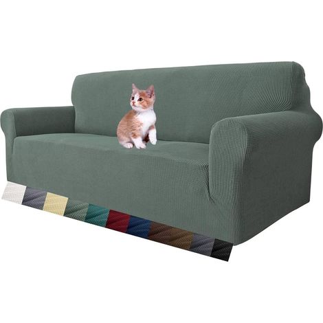 1 pièce Housse de canapé Extensible, Tissu Jacquard élastique, Antidérapant avec Mousse, Protection Animaux, pour Salon 3 Places