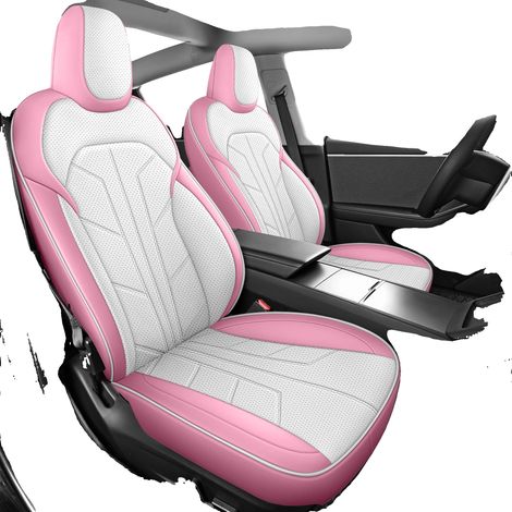 Protectores de asiento transpirables con diseño antideslizante, Modelo 3 Rosa, Piel sintética, Four Seasons.