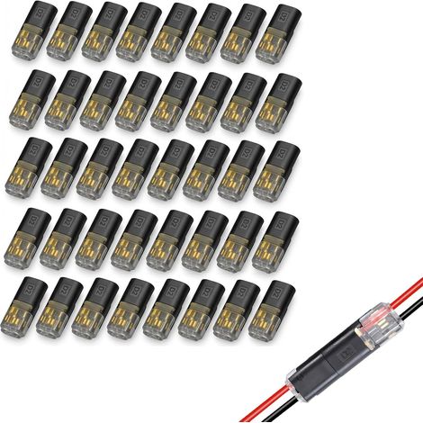 40pcs 2 Pin Waterproof Electrical Connector, 12V Electrical Quick Connector, 2 Pin Pluggable Cable Connector, Low Voltage Wire Connectors, for 18-22 AWG Crimp Cables (1/5)