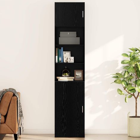 Meuble mural de rangement 1 porte en bois d’ingénierie chêne noir 50 x 42,5 x 40 cm - PANGIVO (1/5)