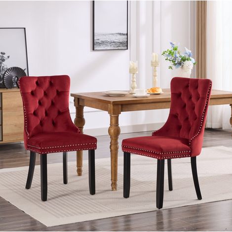 Stuhl Esszimmerstuhl Sitzmöbel Weinrot Samt OKMYHOME (1/5)