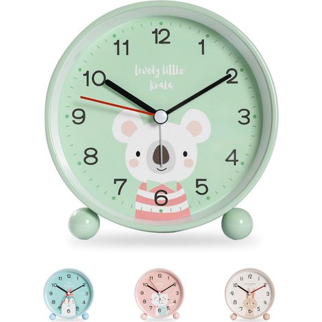 Réveil Enfant Silencieux sans Tic-Tac Dessin Animé Chambre Numérique Réveil Chevet Veilleuse Musique Réveillez (Koala Vert) (1/5)