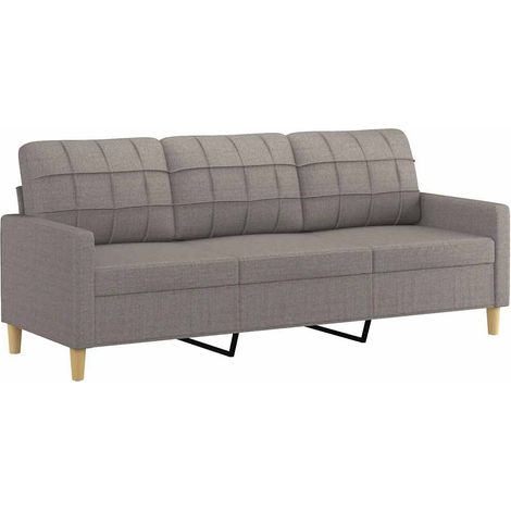 Divano a 3 Posti Sofa Tortora 180 cm in Tessuto (1/5)