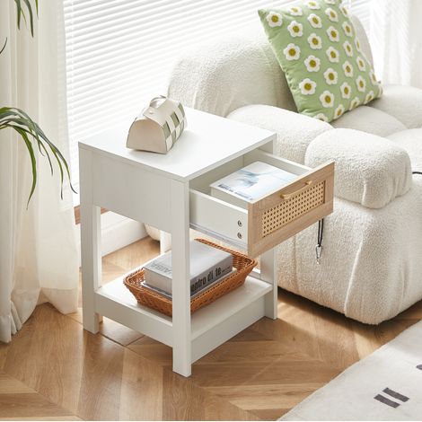 Mobile comodino con cassetto in MDF rattan OKMYHOME (1/5)