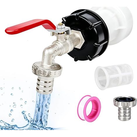 Robinet de sortie de réservoir IBC avec rallonge de bec S60 x 6, filetage grossier, 1000 l, accessoire de réservoir d'eau, robinet de sortie 3/4", adaptateur de raccordement IBC pour réservoir (1/5)