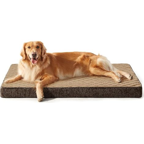 Panier Chien Grande Taille Orthopedique XXL, Coussin Chien Lavable en Machine, Tissu Peluche Doux, Base antidérapante, Tapis Chien Matelas Lit Anti-Stress, 119x74x10cm, Marron (1/5)