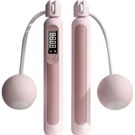 Corde à sauter connectée rechargeable sans fil avec compteur, lestée et intelligente pour fitness, entraînement intérieur/extérieur, rose