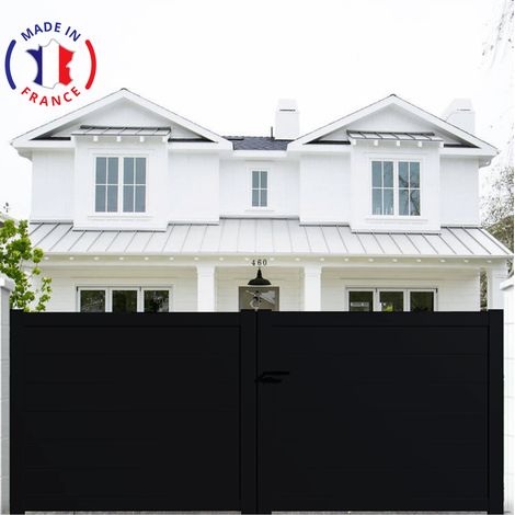 Portail aluminium battant plein en kit dimensions L.3000 (entre piliers) X H.1900 mm Couleurs Noir (RAL 9005)