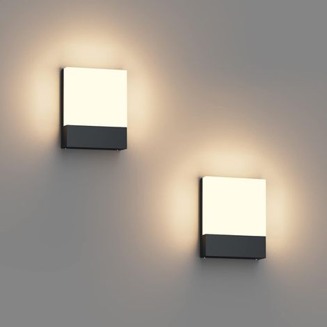 Lot de 2 18W Lampe Murale LED , Applique Murale Anthracite Modernes, Éclairage Mural pour Entrée Couloir Escaliers, Blanc Chaud 3000K, IP65 (1/5)
