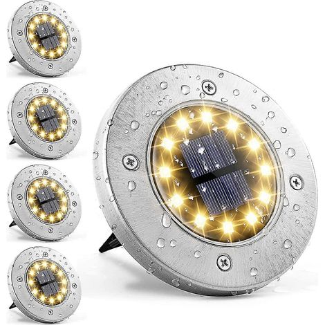 Lot de 4 lampes solaires de jardin à 12 LED pour éclairage de allée. (1/5)