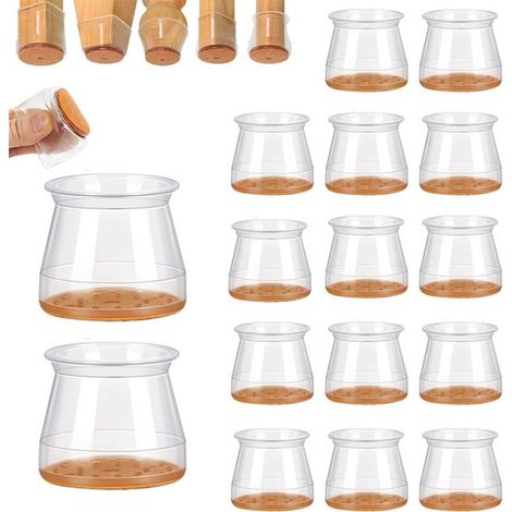 16 piezas, Fundas silicona patas sillas, suelo silicona patas sillas, antideslizante patas sillas suelo madera dura, patas sillas 3,4 5,0 cm (1/5)