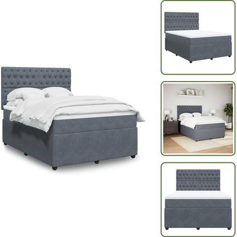 Sommier à lattes de lit et matelas Gris foncé 140x190cm Velours - Sommier À Lattes De Lit - Sommiers À Lattes De Lit - Lit - Meuble De Chambre À Coucher (1/5)