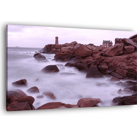 Tableau sur toile brume île Bretonne 45x65 cm - Impression sur Toile Murale Décorative - Image imprimée en HD sur Toile - Toile sur Châssis en Bois FSC - Fabriqué en France (1/5)