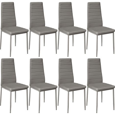 8er Set Esszimmerstühle mit Rückenlehne,Polsterstuhl aus Metallbeine,grau (1/5)