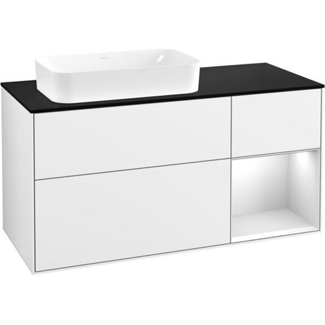 V&B Waschtischunterschrank Wandbeleuchtung Finion 120x60 cm, Reg re wh. m Lac, glo wh. Lac (1/2)