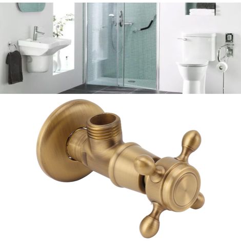 Robinet d'angle pour eau chaude/froide en cuivre antique avec finition brossée, valve anti-explosion épaisse 10cm, pour installation domestique (1/5)