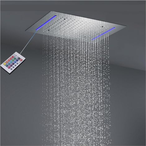 Ensemble de douche mitigeur thermostatique intelli Ensemble de système de douche à effet pluie à LED avec jet de corps de massage for douchette, mitigeur thermostatique ( Color : A shower head-multi , (1/5)