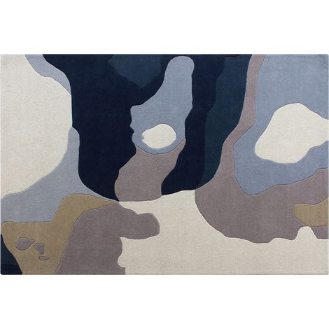 Tapis tufté 100% laine à motifs abstraits - 160 x 230 cm - Multicolore - 2400g/m² - ELINA (1/2)