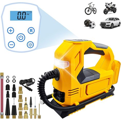 Compresseur d'air sans fil pour batterie Li-ion Dewalt 20 V, batterie portable, pompe à pneu automatique 150 PSI (1/5)
