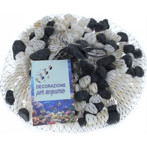 TrAdE Shop Traesio - 3 Pz Pietre Decorative Acquario Bianche Nere Decorazione Sassi Piante Vasi 300gr - (1/3)