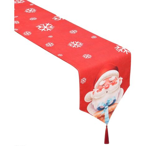 Chemin de table de Noël avec décorations saisonnières, nappe attrayante pour la maison, le bureau ou une boutique, set de table fait main, style bonhomme de neige (1/5)