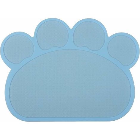 Babyblaue, katzenpfotenförmige Silikon-Katzenstreumatte 40 x 30 cm (1/4)