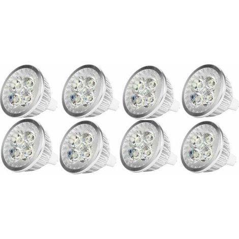 Ampoule LED MR16 4Watt Ampoule spot LED 12V 4W culot MR16 , utilisée pour l'éclairage paysager, équivalent à une lampe halogène de 50 watts, blanc froid, 8 packs (1/4)