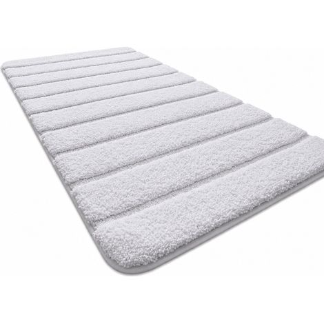 Tapis de bain absorbant, antidérapant et lavable, pour douche, 40 x 60 cm, turquoise et blanc, 60 x 150 cm, blanc uni (1/5)