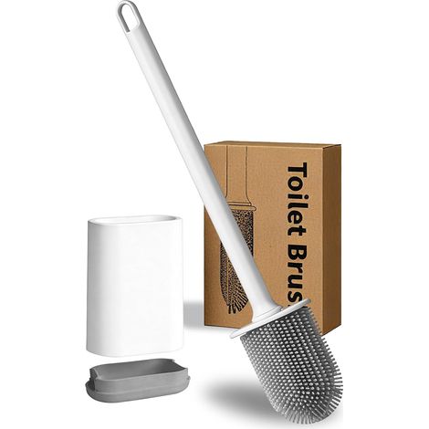 Wandmontierte Silikon-WC-Bürste – 1 Stück – Flexibel und flach – Intensive Hygienereinigung – Für moderne Badezimmer – Weiß (1/5)