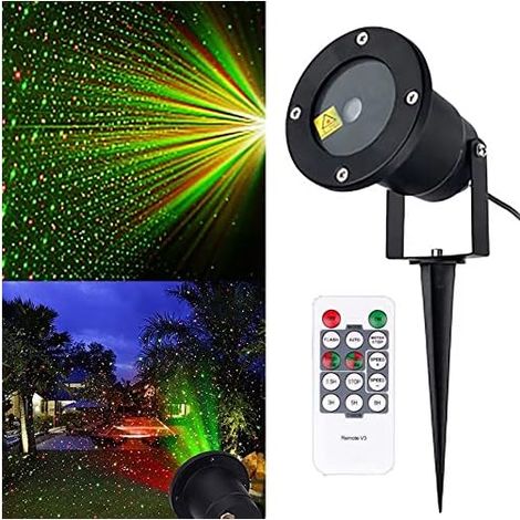 Projecteur de Noël à Distance, lumière d'extérieur, Vert, Rouge, LED étoiles, projecteur for décoration de fête et de Vacances 9.23 (1/4)