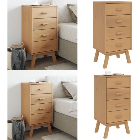Nachttisch OLDEN Braun Massivholz Kiefer - Nachttisch - Holzmöbel - Kiefernholz - Wohnzimmer - Schlafzimmer - Home & Living