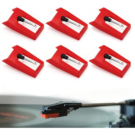 Ensemble de 6 platines vinyles, aiguilles de platine vinyle, cellules, platines vinyles, platines vinyles, aiguille pour platine vinyle (rouge) (1/5)