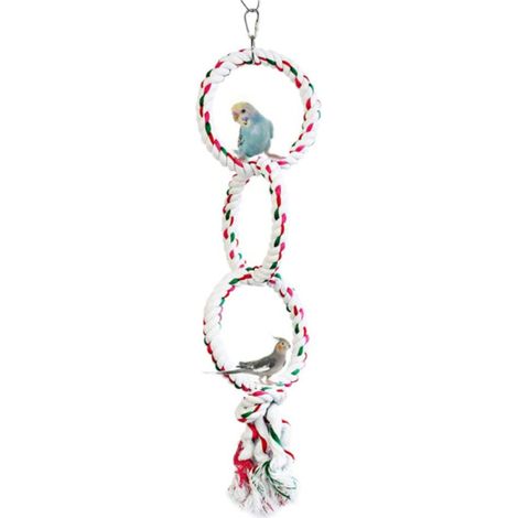 Perchoirs suspendus pour oiseaux balanoires jouet perroquet cercle anneau coton corde Cage à oiseaux jouets à macher élastique (1/3)