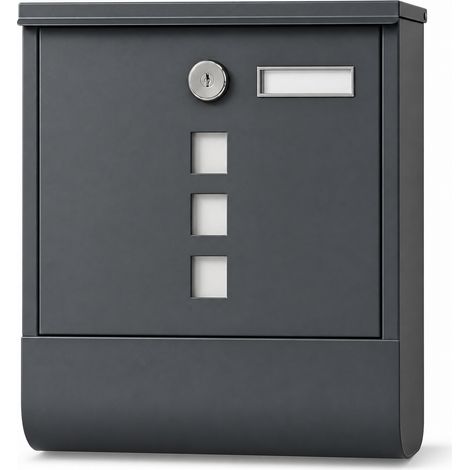 Boîte aux lettres murale verrouillable avec fenêtre gris anthracite (1/5)