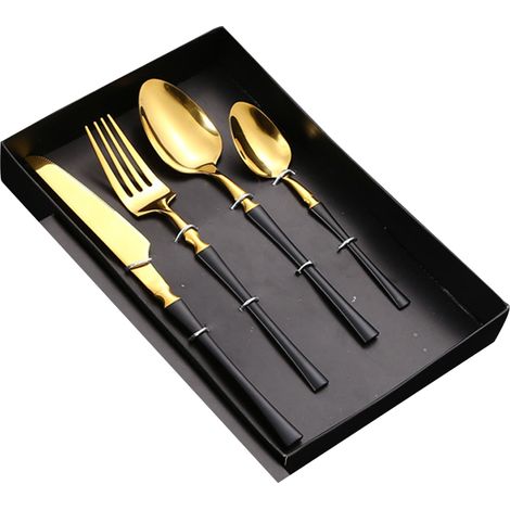 Ensemble De Couverts En Acier Inoxydable - Finition Miroir Polie - Pour Cadeau Mariage Anniversaire Noel - Coffret 24 Pieces (1/5)