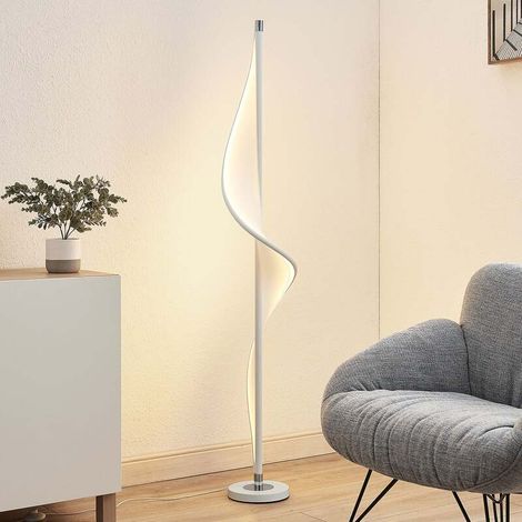 [GEBRAUCHT] B-Ware Lucande Stehlampe Edano LED dimmbar Lampe Leuchte warmweiß 154cm weiß chrom (1/2)