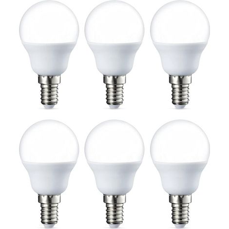 Lot de 6 petites ampoules LED rondes G45 Culot Edison à vis E14 5 W (équivalent 40 W) Blanc chaud Intensité non variable [Classe énergétique F]
