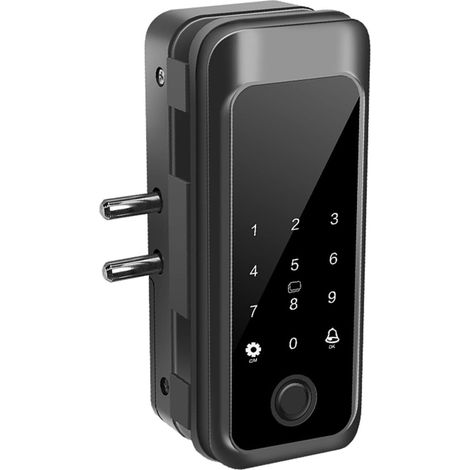 Serrure de Porte Intelligente Serrure d'empreintes digitales extérieure étanche adaptée à l'épaisseur de Porte 10-12mm Smart Home App Tuya Control (Color : Wooden Door1, Size : L) (1/5)