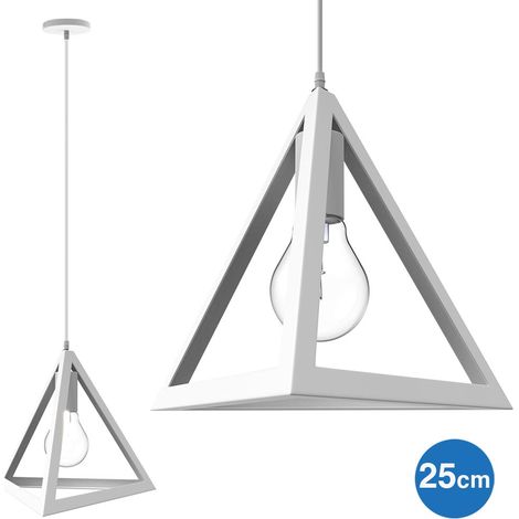 Lampadario Lampada Sospensione Piramide 25cm Design Moderno Paralume Bianco