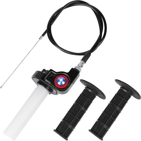 Poignée d'Accélérateur de Moto 22mm Poignées de Guidon Kit de Câble 7/8" Poignet d'Accélérateur à Rotation Rapide avec Câble 1,2m & Poignée Moto, Poignee de Gaz Tirage Rapide 50cc-200cc ATV Dirt Bike (1/5)