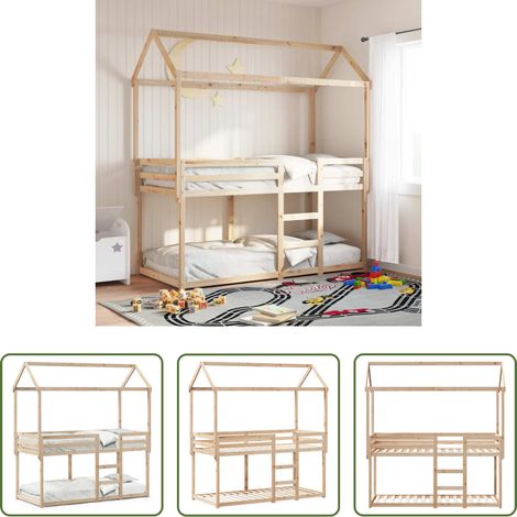 Kinderzimmer -  Etagenbett ohne Matratze 90x190 cm Massivholz Kiefer