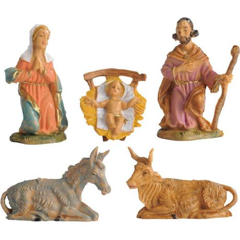 NATIVITà 6,5CM SET 5 STATUETTE IN RESINA PER PRESEPE