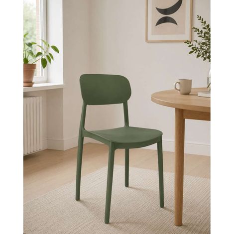 Sedia Impilabile in Polipropilene Verde Scuro h 75,5 cm Design Moderno - Mood Domo Mea (1/5)