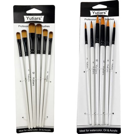 Ensemble de Pinceaux de Peinture, Cheveux en Nylon Durables, Poignées en Bois, Z-R (1/2)