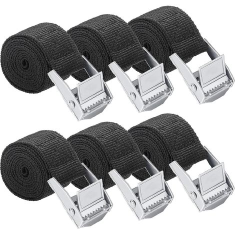 6 Pcs Sangle à Cliquet 25 mm0.5 m Sangles d'Arrimage avec Verrou de Serrage Sangle de Serrage Sangle Moto Remorque en Nylon Sangle de Fixation Réglable pour Camion Moto Voiture Vélo Transport, Noir (1/5)