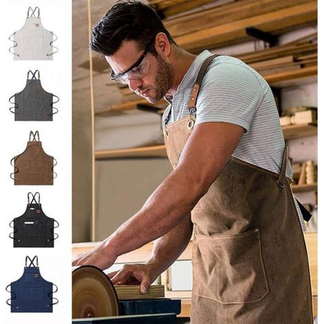 Tablier De Travail - Toile Épaisse 350 G M2 - 3 Poches Réglable En Longueur Et En Largeur - Pour Cuisine Barbecue Soudure Atelier - 1 Pièce (1/5)