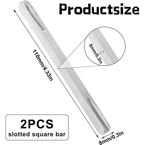Set mit 2 Türgriffstangen – 8 mm x 110 mm Vierkantstange – Ersatz-Vierkantstange aus verzinktem Stahl – Vierkantstange – Befestigungsstift – Türgriff aus massivem Stahl (1/5)